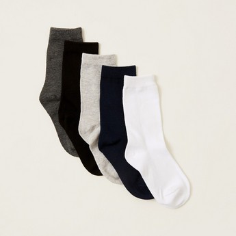 Gloo Solid Crew Length Socks with Cuffed Hem - Pack of 5