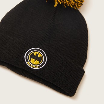 Batman Textured Cap with Pom-Pom Detail