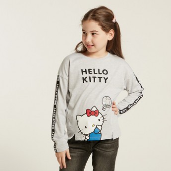 Sanrio Hello Kitty Print T-shirt with Long Sleeves