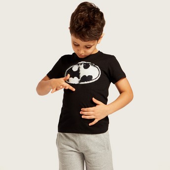 Batman Embellished T-shirt with Short Sleeves