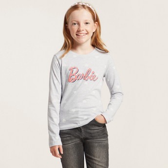 Barbie Print T-shirt with Long Sleeves