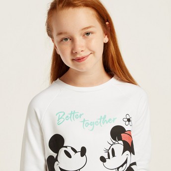 Disney Mickey Mouse Print Knit Dress with Long Sleeves