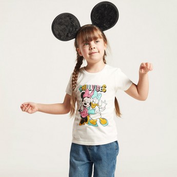 Disney Graphic Print T-shirt with Short Sleeves and Round Neck