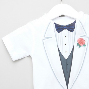 Just Add A Kids Tuxedo Print T-shirt with Round Neck