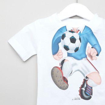 Just Add a Kids Soccer Print T-shirt with Round Neck and Short Sleeves