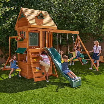 Kidkraft Ridgeview Deluxe Clubhouse Wooden Swing Playset