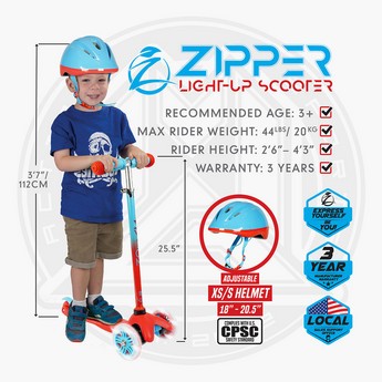 Maddgear Zipper Light-Up Scooter with Helmet