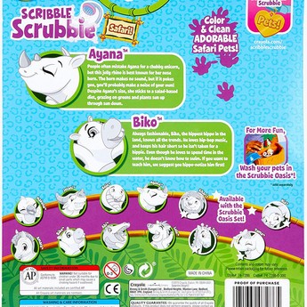 Crayola 4-Piece Scribble Scrubbie Safari - Rhino and Hippo