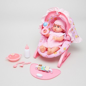 Nursery Baby Doll Playset with 5-in-1 Accessories