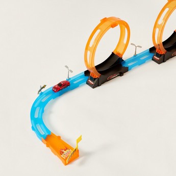 Juniors Super Racer Track Playset with 2 Pull Back Cars