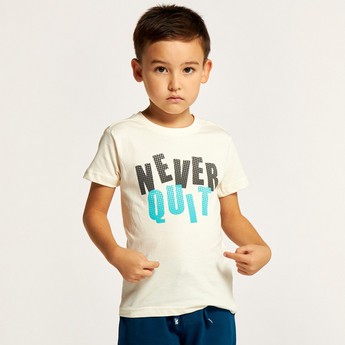 Juniors Printed Crew Neck T-shirt with Short Sleeves