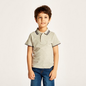 Juniors Textured Polo T-shirt with Short Sleeves