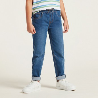 Juniors Solid Jeans with Pockets and Drawstring Closure