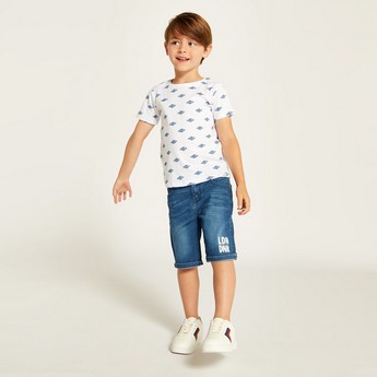 Lee Cooper Printed Crew Neck T-shirt and Denim Shorts Set