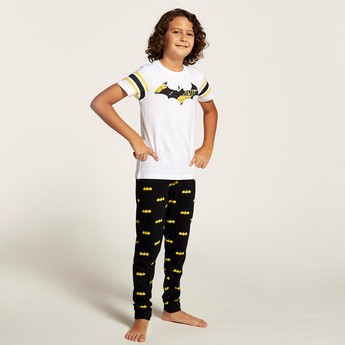 Batman Print T-shirt and Full Length Printed Pyjama Set