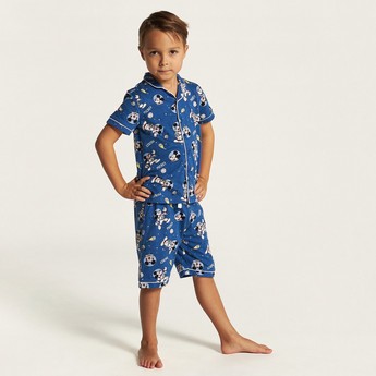 Mickey Mouse Print Shirt and Shorts Set