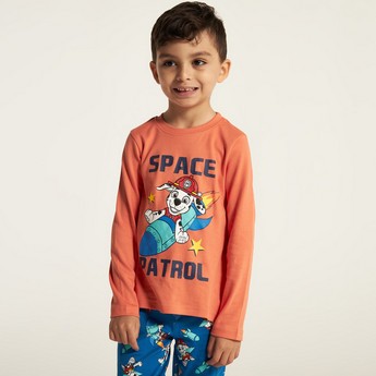 Paw Patrol Print Round Neck T-shirt and Pyjama Set