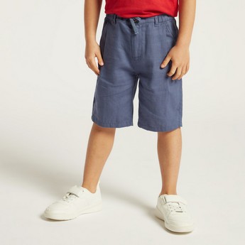 Solid Shorts with Pockets and Drawstring Closure