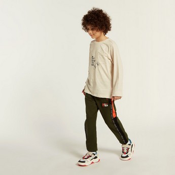 Juniors Printed Jog Pants with Pockets and Drawstring Closure