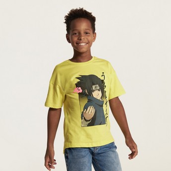 Hasbro Naruto Print Crew Neck T-shirt with Short Sleeves