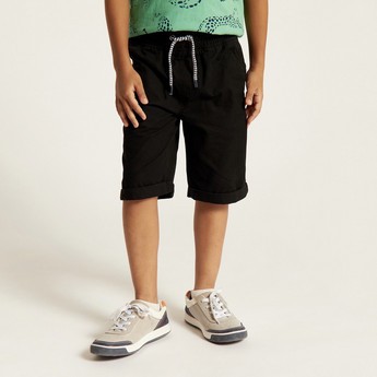 Juniors Solid Shorts with Pockets and Drawstring Closure