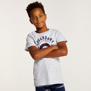 Juniors Printed Crew Neck T-shirt and Pyjama Set