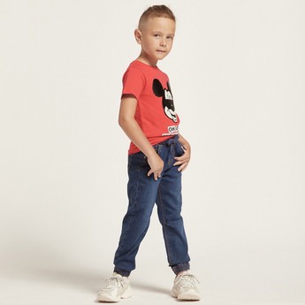 Juniors Solid Denim Pants with Pocket Detail and Drawstring