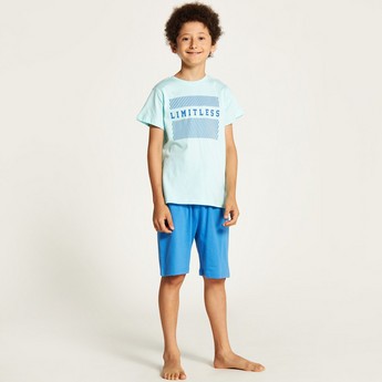 Juniors Printed Crew Neck T-shirt and Shorts Set