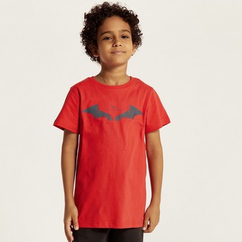 Batman Print Crew Neck T-shirt and Pyjama Set