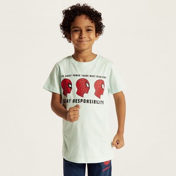 Spider-Man Print Crew Neck T-shirt and Pyjama Set