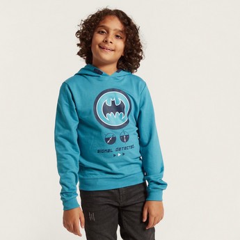 Batman Print Pullover with Long Sleeves and Hood