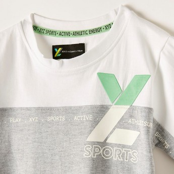 XYZ Printed T-shirt with Round Neck and Short Sleeves