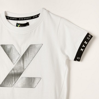 XYZ Printed Crew Neck T-shirt with Short Sleeves