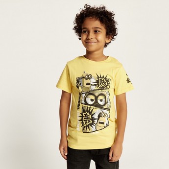 Despicable Me Print T-shirt with Crew Neck and Short Sleeves