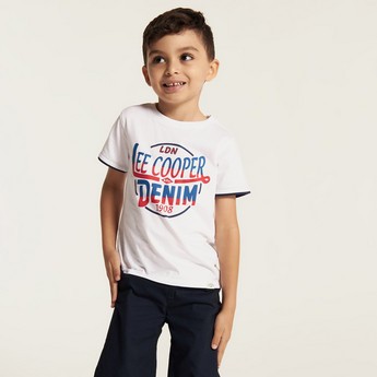 Lee Cooper Printed T-shirt with Crew Neck and Short Sleeves