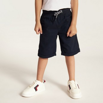 Juniors Solid Shorts with Drawstring Closure and Pockets