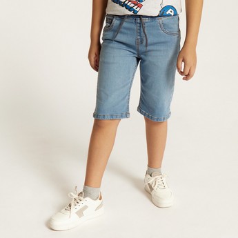 Juniors Denim Shorts with Pocket Detail and Drawstring Closure