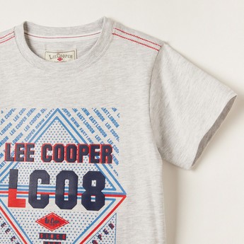 Lee Cooper Printed Crew Neck T-shirt with Short Sleeves