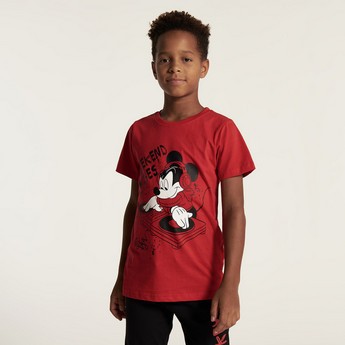 Disney Mickey Mouse Print T-shirt and Full Length Pyjama Set