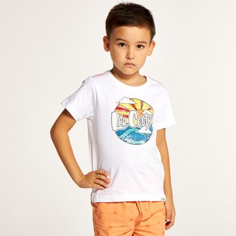 Lee Cooper Printed T-shirt with Crew Neck and Short Sleeves