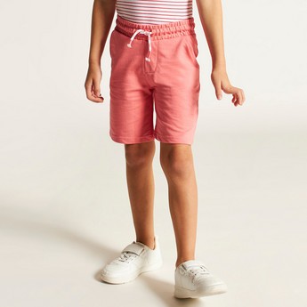 Juniors Solid Shorts with Drawstring Closure and Pockets