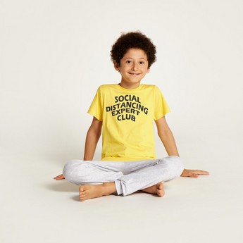 Juniors Printed Round Neck T-shirt and Pyjama Set