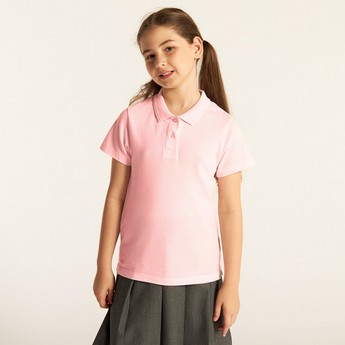 Juniors Solid Short Sleeves Polo T-shirt