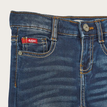 Lee Cooper Solid Denim Jeans with Pockets and Button Closure