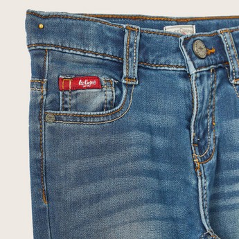 Lee Cooper Solid Denim Jeans with Pockets and Button Closure