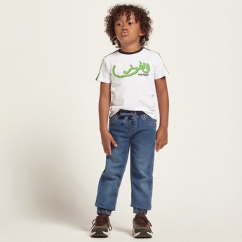 Juniors Solid Denim Pants with Pocket Detail and Drawstring