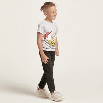 Juniors Solid Denim Pants with Pocket Detail and Drawstring