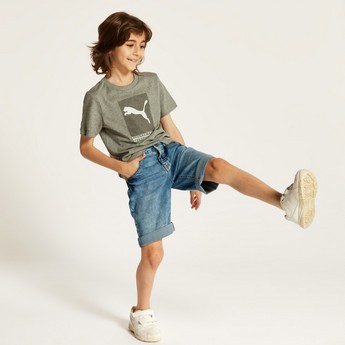 PUMA Printed T-shirt with Round Neck and Short Sleeves