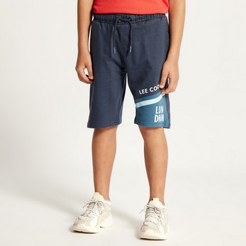 Lee Cooper Logo Print Shorts with Pockets and Drawstring Closure