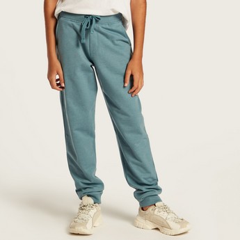 Juniors Solid Jog Pants with Drawstring Closure and Pockets